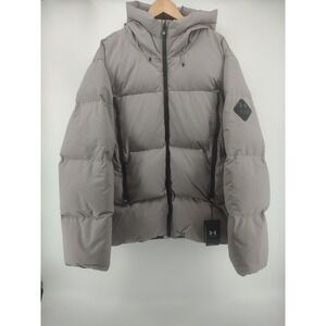 Under Armour Mens ColdGear Infrared Hooded Puffer Jacket XL Gray Water Repellent